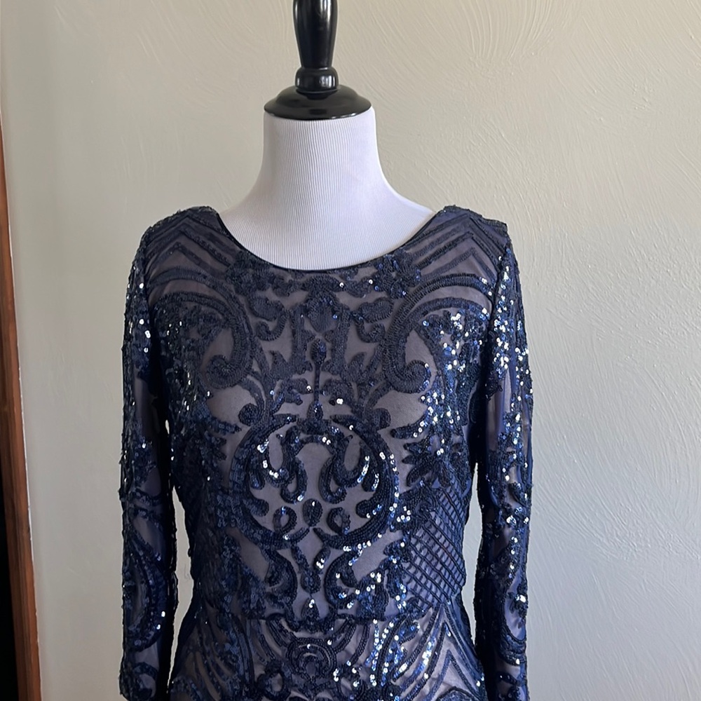 Navy sequin cocktail dress